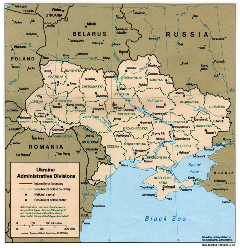 Административная карта Украины 1020x1050